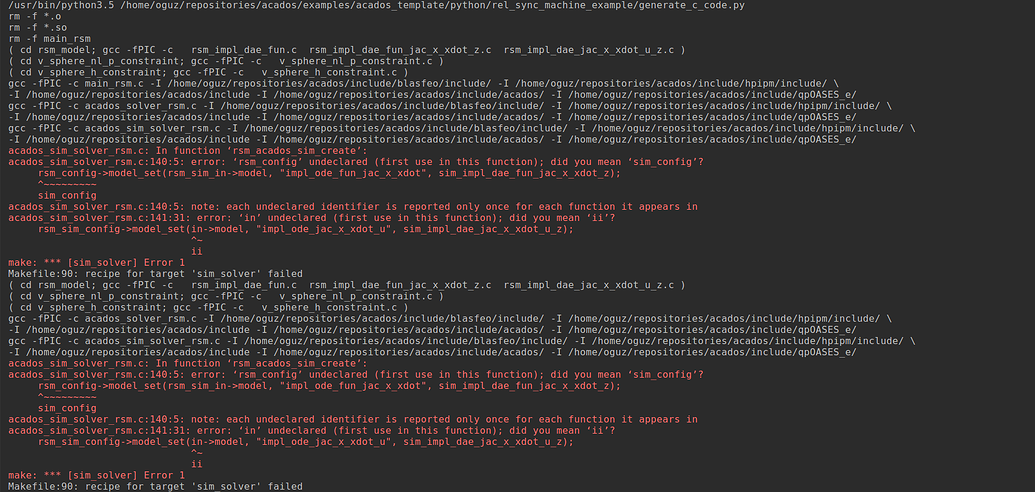 Acados Python Interface Error - interfaces - acados forum