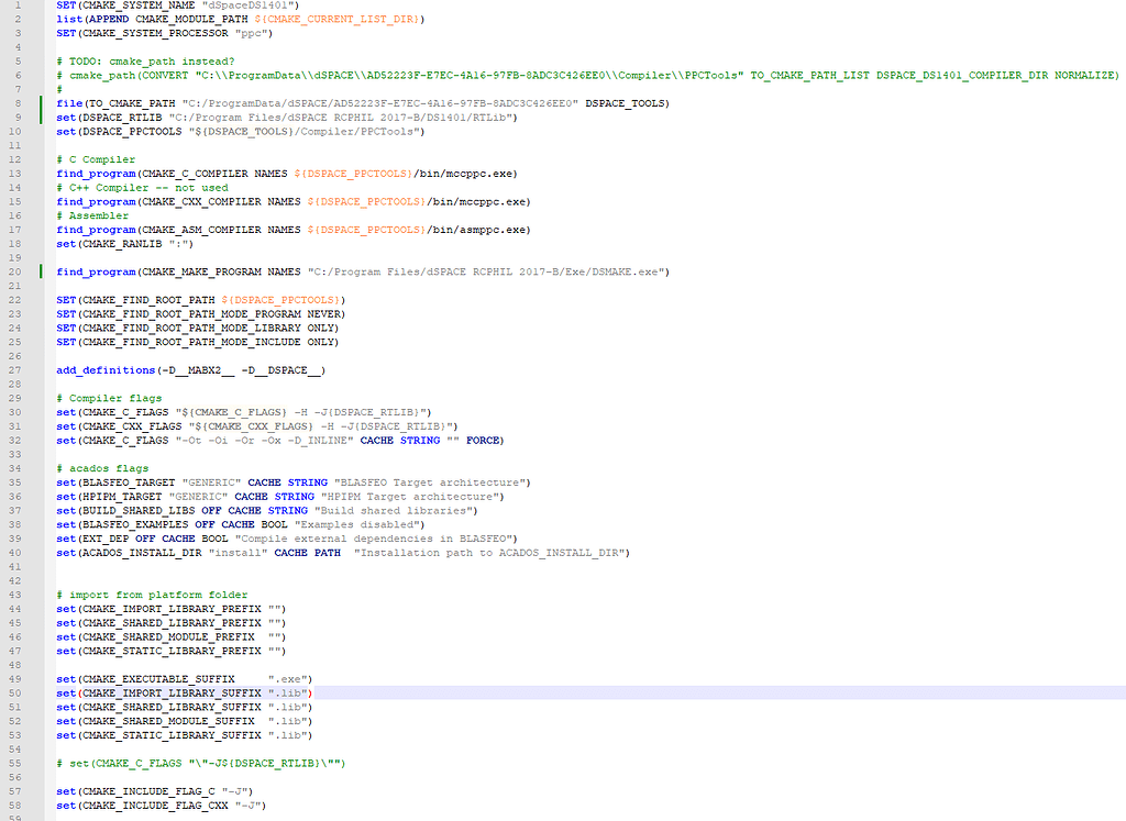 CMake Error While Building DSpace Cross Compilation With Acados Matlab ...